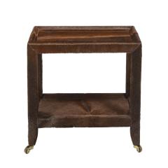 Karl Springer Karl Springer Rare Telephone Table in Brown Pony Skin 1980s Signed  - 4100500