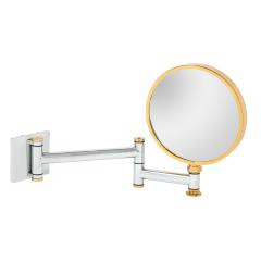 Karl Springer Karl Springer Rare Wall Mounted Mirror in Polished Chrome and Brass 1980s - 2832283