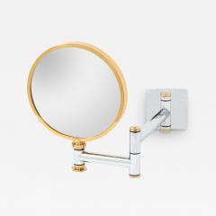 Karl Springer Karl Springer Rare Wall Mounted Mirror in Polished Chrome and Brass 1980s - 2833010