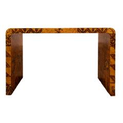 Karl Springer Karl Springer Rare Waterfall Console Table in Lacquered African Batik 1970s - 2532831