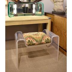 Karl Springer Karl Springer Sculptural Molded Lucite Bench With Seat Cushion 1970s - 2086344