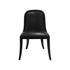 Karl Springer Karl Springer Set of 4 Dining Game Chairs in Black Lacquer 1980s - 3904646