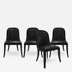 Karl Springer Karl Springer Set of 4 Dining Game Chairs in Black Lacquer 1980s - 3907800