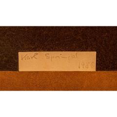 Karl Springer Karl Springer Set of 4 J M F Barstools in Brown Leather 1986 Signed Dated  - 3154238