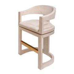 Karl Springer Karl Springer Set of 4 Swiveling Onassis Bar Stools in Suede 1980s - 4308051