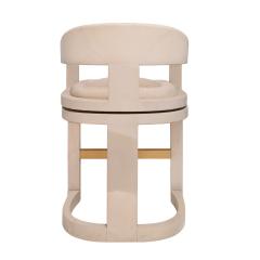 Karl Springer Karl Springer Set of 4 Swiveling Onassis Bar Stools in Suede 1980s - 4308052