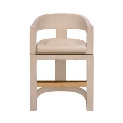 Karl Springer Karl Springer Set of 4 Swiveling Onassis Bar Stools in Suede 1980s - 4308056