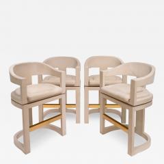 Karl Springer Karl Springer Set of 4 Swiveling Onassis Bar Stools in Suede 1980s - 4310122