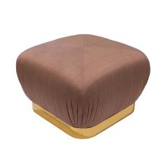 Karl Springer Karl Springer Souffle Ottoman with Brass Base and Silk Upholstery 1980s - 3524601