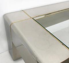 Karl Springer Karl Springer Stainless Steel Coffee Table with Brass and Glass Top - 3507806