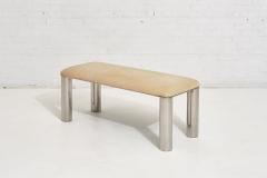 Karl Springer Karl Springer Stainless Steel Leather Bench 1980 s - 1909347