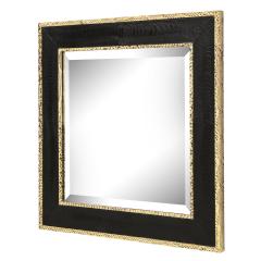 Karl Springer Karl Springer Stunning Mirror in Python and Black Lizard 1980s - 2405542