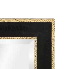 Karl Springer Karl Springer Stunning Mirror in Python and Black Lizard 1980s - 2405545