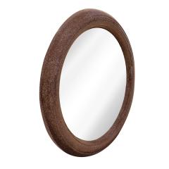 Karl Springer Karl Springer Stunning Molded Bullseye Mirror in Egyptian Porphyry Lacquer 1980s - 2845242