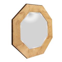 Karl Springer Karl Springer Stunning Octagonal Mirror in Lacquered Goatskin 1970s Signed  - 2849195