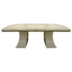 Karl Springer Karl Springer Style Extension Dining Table with Artisan Faux Goatskin 1980s - 794616