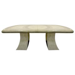 Karl Springer Karl Springer Style Extension Dining Table with Artisan Faux Goatskin 1980s - 794616