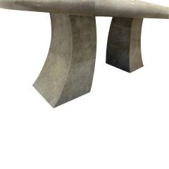 Karl Springer Karl Springer Style Extension Dining Table with Artisan Faux Goatskin 1980s - 794617