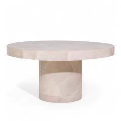 Karl Springer Karl Springer Style Faux Goatskin Expanding Dining Table with 4 Leaves - 4224136