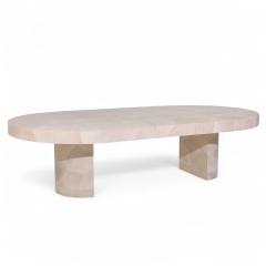 Karl Springer Karl Springer Style Faux Goatskin Expanding Dining Table with 4 Leaves - 4224137