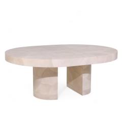 Karl Springer Karl Springer Style Faux Goatskin Expanding Dining Table with 4 Leaves - 4224138
