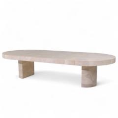 Karl Springer Karl Springer Style Faux Goatskin Expanding Dining Table with 4 Leaves - 4224143