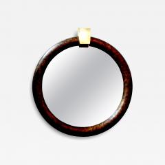 Karl Springer Karl Springer Style Faux Tortoise Shell Mirror with Brass Keystone - 4226952