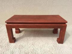 Karl Springer Karl Springer Style Grass Cloth Petite Table or Bench Orange Lacquer - 1326121