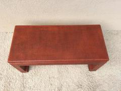 Karl Springer Karl Springer Style Grass Cloth Petite Table or Bench Orange Lacquer - 1326123