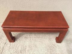 Karl Springer Karl Springer Style Grass Cloth Petite Table or Bench Orange Lacquer - 1326130