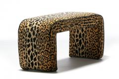 Karl Springer Karl Springer Style Large Waterfall Bench in Leopard Velvet Black Leather - 2272674