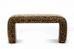 Karl Springer Karl Springer Style Large Waterfall Bench in Leopard Velvet Black Leather - 2272680