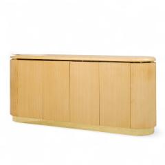 Karl Springer Karl Springer Style Mid Century Grass Cloth and Brass Credenza - 4238105