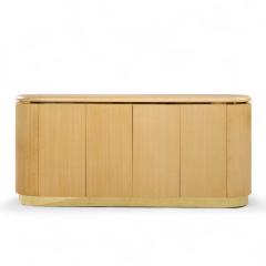 Karl Springer Karl Springer Style Mid Century Grass Cloth and Brass Credenza - 4238106