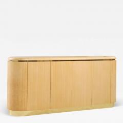Karl Springer Karl Springer Style Mid Century Grass Cloth and Brass Credenza - 4241964