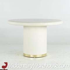 Karl Springer Karl Springer Style Mid Century Grass Cloth and Brass Expanding Dining Table - 3691460