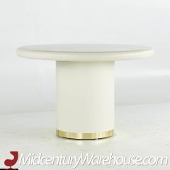 Karl Springer Karl Springer Style Mid Century Grass Cloth and Brass Expanding Dining Table - 3691461
