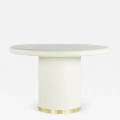 Karl Springer Karl Springer Style Mid Century Grass Cloth and Brass Expanding Dining Table - 3710285