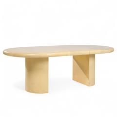 Karl Springer Karl Springer Style Mid Century Lacquered Goat Skin Dining Table with 2 Leaves - 4244776