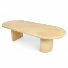Karl Springer Karl Springer Style Mid Century Lacquered Goat Skin Dining Table with 2 Leaves - 4244780