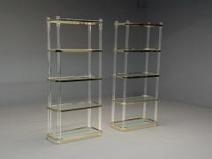 Karl Springer Karl Springer Style Mid Century Modern Etageres Lucite Brass USA 1960s - 4017448