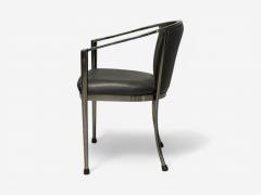 Karl Springer Karl Springer Style Mid Century Modern Gunmetal Leather Armchairs 20th c  - 4113328