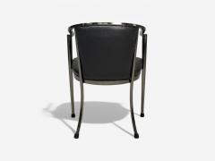 Karl Springer Karl Springer Style Mid Century Modern Gunmetal Leather Armchairs 20th c  - 4113330