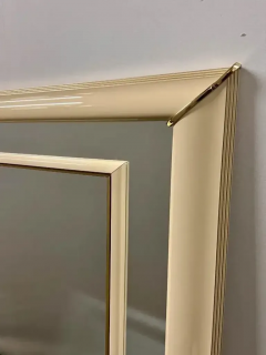 Karl Springer Karl Springer Style Mid Century Modern Lacquered Beige Frame Wall Mirror - 3959572