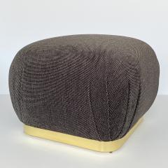 Karl Springer Karl Springer Style Souffl Pouf Ottoman with Brass Base - 1408208