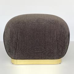 Karl Springer Karl Springer Style Souffl Pouf Ottoman with Brass Base - 1408209