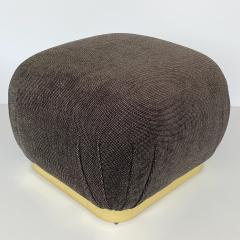 Karl Springer Karl Springer Style Souffl Pouf Ottoman with Brass Base - 1408214