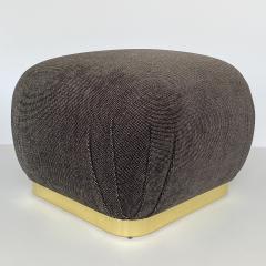Karl Springer Karl Springer Style Souffl Pouf Ottoman with Brass Base - 1408215