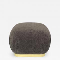 Karl Springer Karl Springer Style Souffl Pouf Ottoman with Brass Base - 1408549