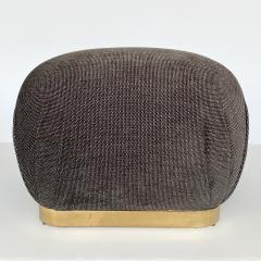 Karl Springer Karl Springer Style Souffl Pouf Ottoman with Bronze Base - 1408247